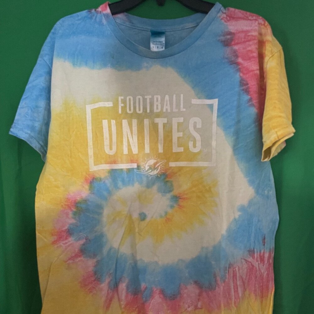 Vintage Rare Tie Dye Miami Dolphins "Football Unites" T-Shirt Men L